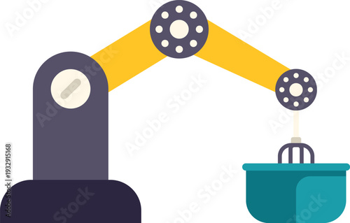 Robotic arm automating food preparation and mixing ingredients in a bowl