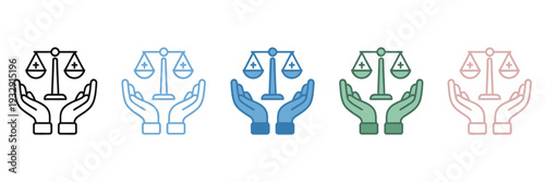 Personal injury multi style icon set, medical and accident symbol collection in flat, outline, glyph, and gradient variations