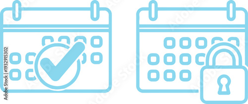 Illustration of scheduled tasks with security and completion icons on calendars.