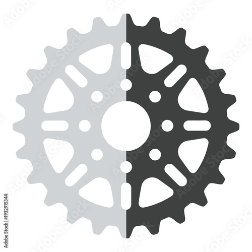 Gray and black gear wheel with teeth and holes  industrial mechanical symbol icon