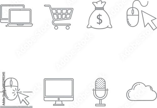Illustrations of common e-commerce and digital service icons