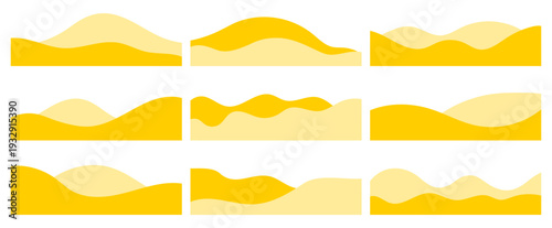 Set of sand waves separation shape, border, divider for website