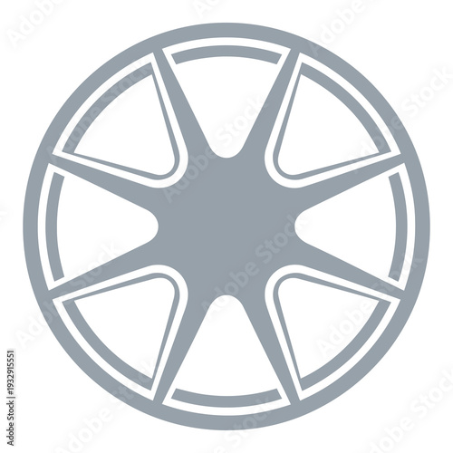 Gray car wheel rim icon with six spokes design element icon