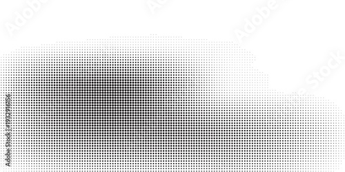 Set of halftone dots gradient pattern texture isolated on white background. Straight dotted spots using halftone circle dot raster texture. Vector blot half tone collection.