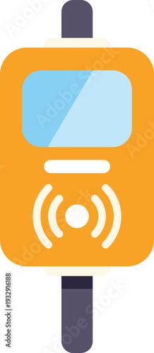 Yellow radiation detector sensing radioactivity in a flat icon design