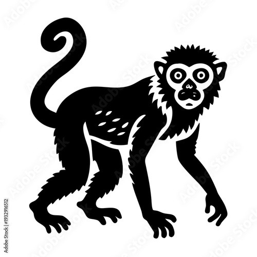 gibbon icon silhouette illustration for wildlife, jungle, and tropical forest design use