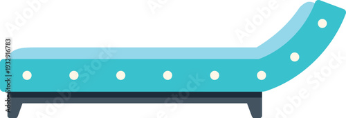 Aqua chaise lounge with white button details providing comfort on white background