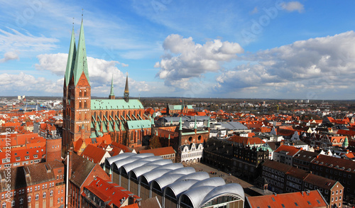 Lübeck, Germany, Panorama with St. Maria Church