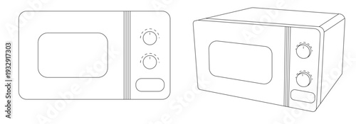 microwave line art vector graphic resources for interior and graphic design