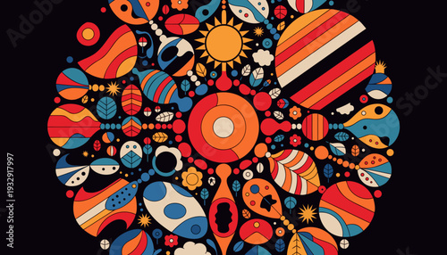 A dynamic side-scrolling illustration captures diverse people engaged in various contemporary urban activities, including commuting on a scooter, working on a laptop, driving a car, and operating a fo