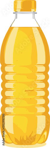 Cooking Oil Plastic Bottle Icon Illustration with Golden Vegetable Oil for Kitchen, Food Preparation, and Grocery Product Design
