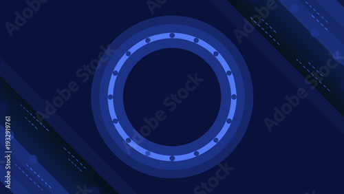 Glowing blue ring floating in dark blue background with soft lighting and modern design