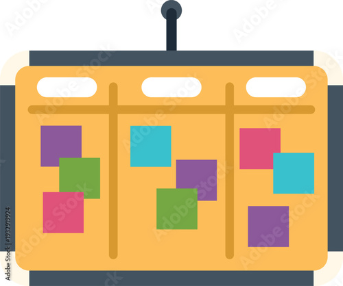 Kanban board displaying colorful sticky notes for agile task management