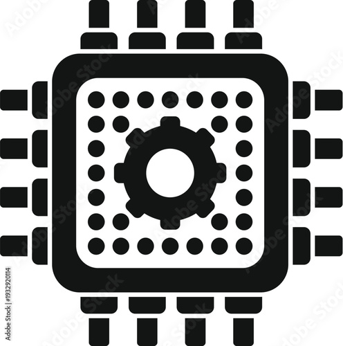 Cpu chipset showing a gear icon representing internal settings or customization