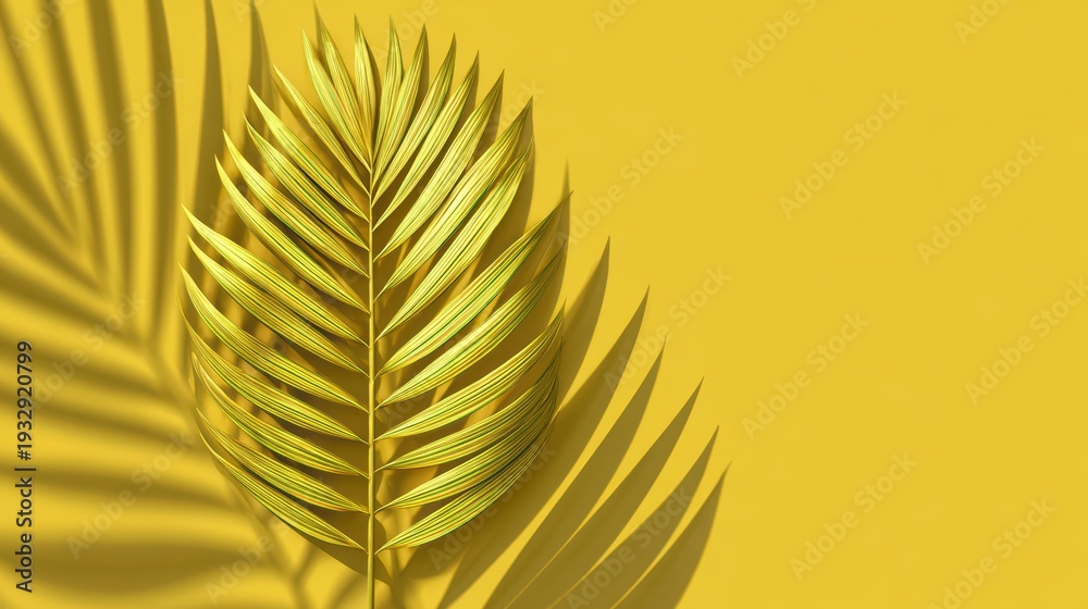 Fototapeta premium Elegant Palm Leaf Silhouette on Golden Background