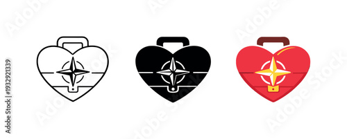 Compass of conscience expressed as a symbolic heart combined with a briefcase to convey ethics guiding commercial decisions —