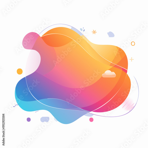 Colorful abstract shapes with cloud and decorative