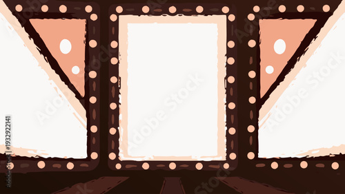 Vintage cinema entrance with warm lighting and decorative bulbs