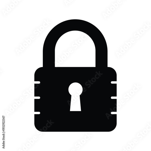 minimalist black padlock icon with keyhole. Vector symbol for security, locking mechanism, and privacy protection