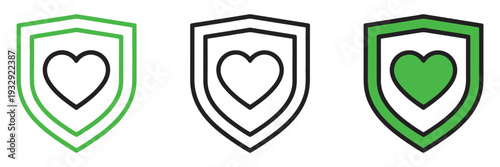 Set line immune system icon isolated on white background, medical shield vector, minimalist health protection symbol in clean outline style for healthcare