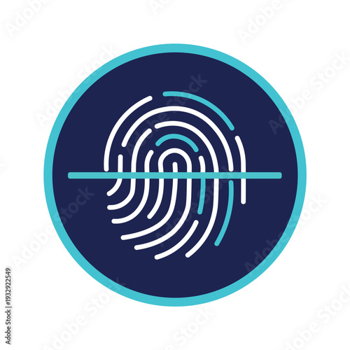 Biometric fingerprint scanning icon. Digital security and identity verification concept in flat style