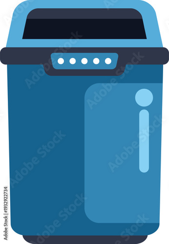 Blue recycling bin collecting waste for environmental disposal