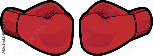 Colored vector illustration mega bundle of classic red boxing gloves. Includes hanging, upright, flat lay, laced, and front punching poses. Perfect for gym logos and fitness app UI kits.