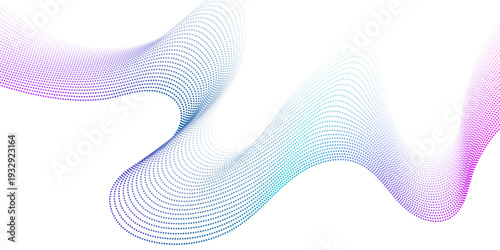 Abstract flow wave dots particles background. Futuristic technology and science theme background.