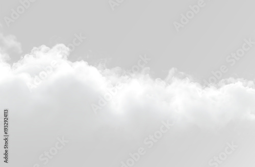 Canvas-taulu Horizontal white smoke cloud isolated on transparent background, thick rolling v