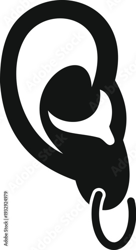 Ear with a septum ring indicating hearing and body modification