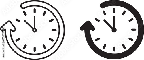 time management clock hourglass ,Refresh Time Clock Icon Set, black vector illustration design