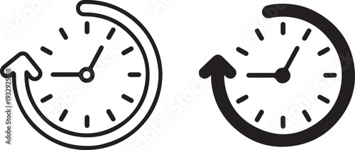 time management clock hourglass ,Refresh Time Clock Icon Set, black vector illustration design