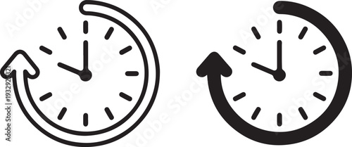 time management clock hourglass ,Refresh Time Clock Icon Set, black vector illustration design