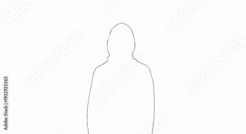 Simple outline silhouette of a person wearing a hooded garment