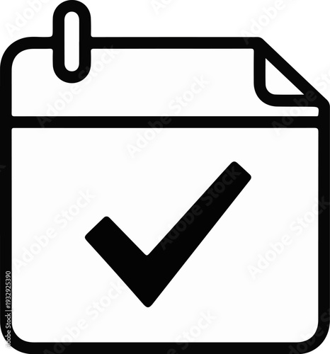 A graphic icon representing a calendar page with a checkmark