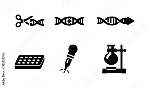 Solid vector icons of enzymatic molecular logic components: cleavage-activated domain, recognition sequence, downstream logic