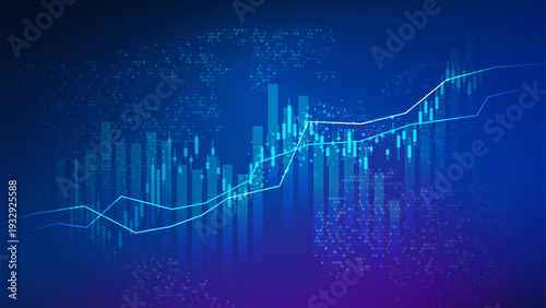 Global Financial Growth Chart with World Map Background