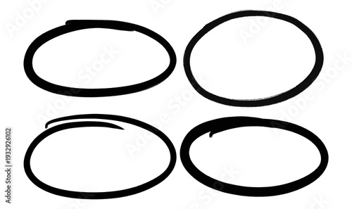 Hand Drawn Circle Marker Set Isolated Oval Target Highlight Collection