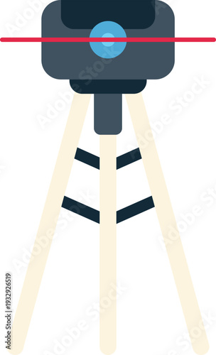 Laser level tool on a tripod projecting a red horizontal line for accurate measuring