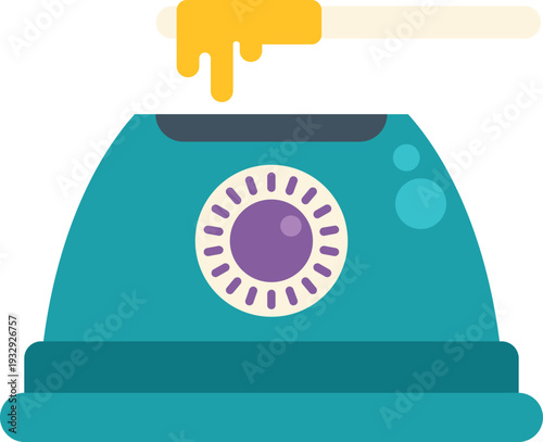 Wax warmer heating wax for hair removal treatment on a wooden spatula