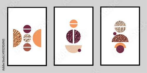Set of three Bauhaus wall art collection. Geometry wall decoration for living room wallpaper.