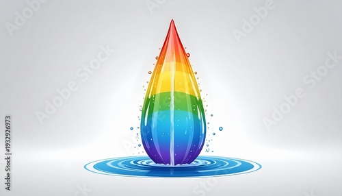 Rainbow Colored Water Droplet Splashing Liquid.