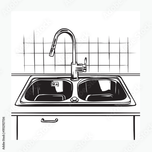 vector illustration of kitchen sink