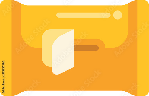 Yellow pack of wet wipes or tissues for sanitization and personal care