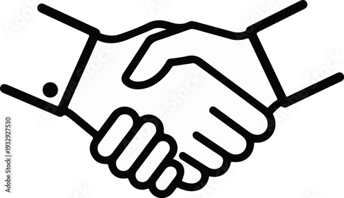 Stylized outline of two hands clasped in a handshake