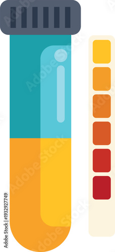 Urine sample in a test tube with a ph indicator strip for medical diagnosis
