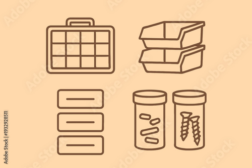 Organization and Storage Solutions A Line Art Illustration.
