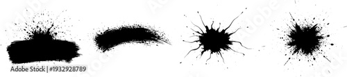 Abstract Black Ink Splatter Set for Graphic Design Elements
