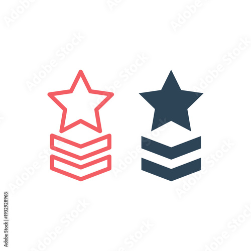 Military rank icons set design trendy. Badge Vector. Grade Illustration Sign Symbol.