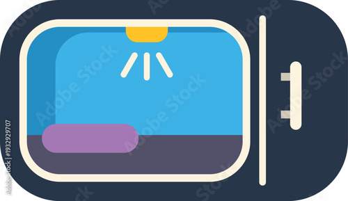 Capsule hotel concept showing a compact sleeping pod with a light and bed